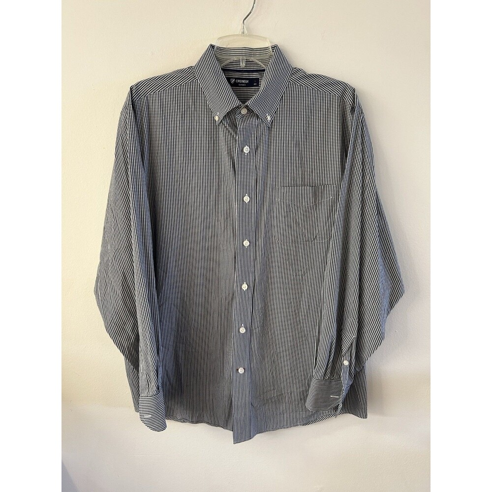 DANIEL CREMIEUX Classics MEN'S Size LARGE Polo Long Sleeve Checkered Shirt - Picture 2 of 8